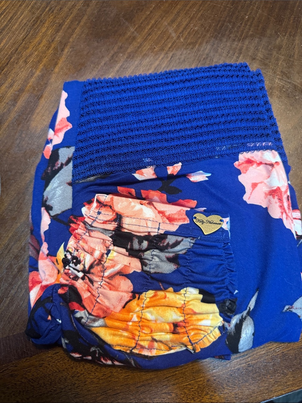 Cute Booty Lounge Blue Floral Smocked Leggings